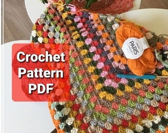 Crochet Granny Triangle Shawl Pattern, Easy Boho Wrap