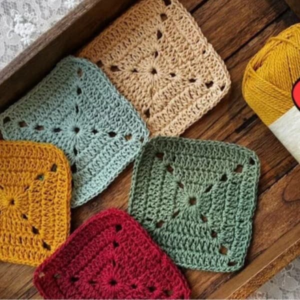 Modèle facile au crochet carré grand-mère solide, modèle de construction de couverture au crochet pour débutant Motif PDF au crochet