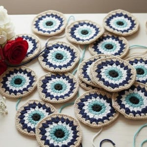 Boze oog oma vierkant haakpatroon, eenvoudig motief