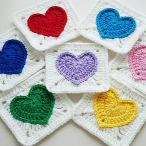 Heart Granny Square Crochet Pattern, Valentine Gift Crochet Pattern, Beginner Blanket, Bag, Coaster Motif