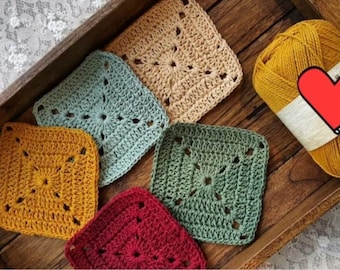 Modèle facile au crochet carré grand-mère solide, modèle de construction de couverture au crochet pour débutant Motif PDF au crochet