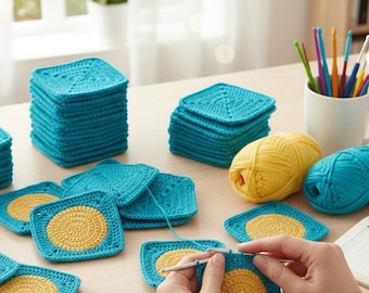 Motif carré grand-mère facile au crochet, motif de couverture pour débutant