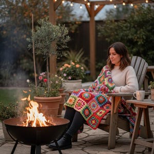 Easy Crochet Granny Square Blanket Pattern, Beginner Crochet Motif image 5