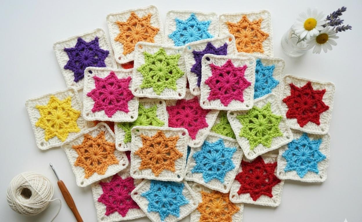 18 Star Granny Square Crochet Pattern: Unleash Your Inner Artisan Today! 2 Star Granny Square Crochet Pattern Easy Crochet Star