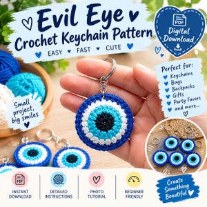 Evil Eye Crochet Keychain Pattern