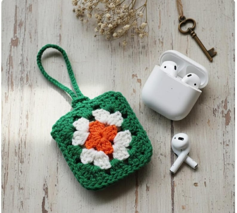 Crochet Granny Square AirPod Case Pattern | Small Pouch PDF | Easy Digital Download image 1