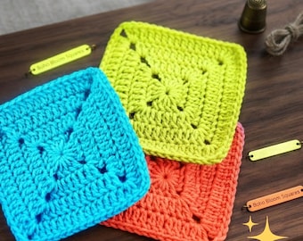Easy Solid Granny Square Crochet Pattern, Beginner Blanket Motif