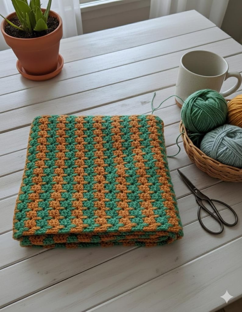 Patrón de crochet cuadrado de abuela con punto de gato, patrón de manta en PDF imagen 8