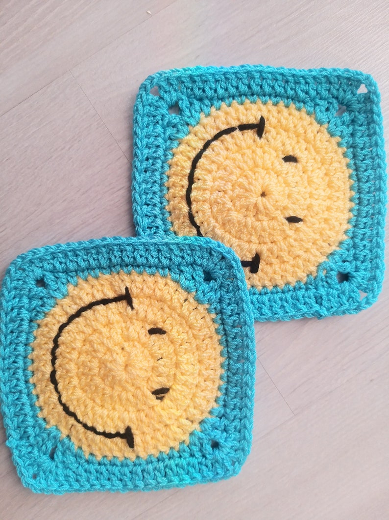 Smiley Face Granny Square Blanket Crochet Pattern, Baby Blanket Crochet Pattern, Digital Download PDF image 4