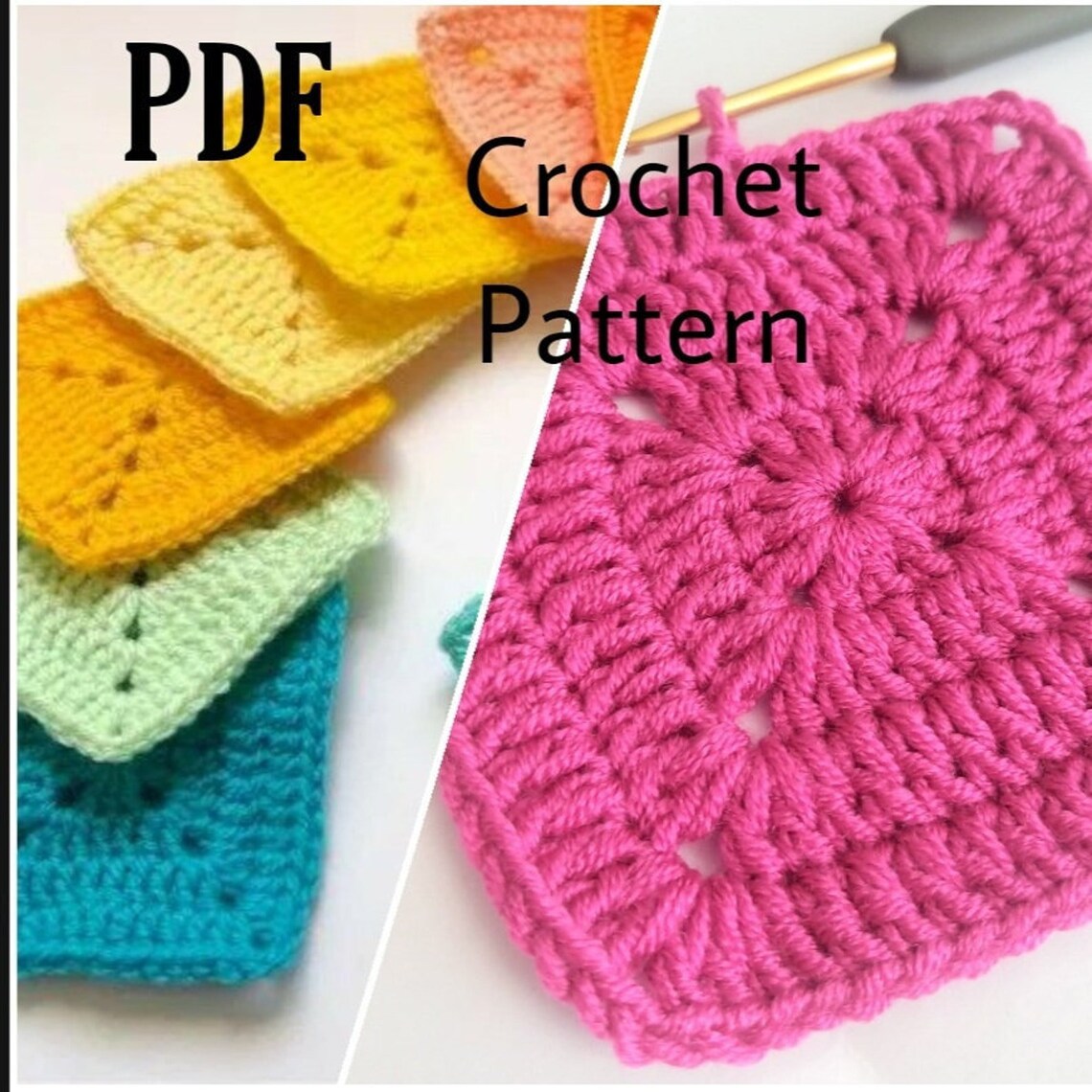 Easy Solid Granny Square Crochet Pattern, Beginner Blanket Motif - Etsy