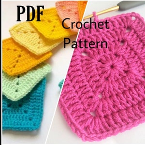 Easy Solid Granny Square Crochet Pattern, Beginner Crochet Blanket Building Pattern Crochet Motif PDF Pattern