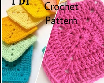 Motif simple au crochet, carré grand-mère solide, motif de couverture pour débutant