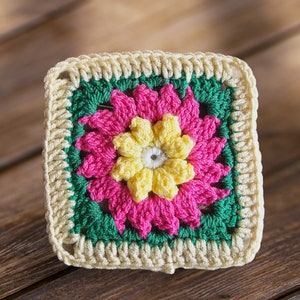 3D Daisy Granny Square Pattern, Easy Flower Granny Square Pattern, Crochet Daisy Afghan, Beginner Crochet Blanket Pattern