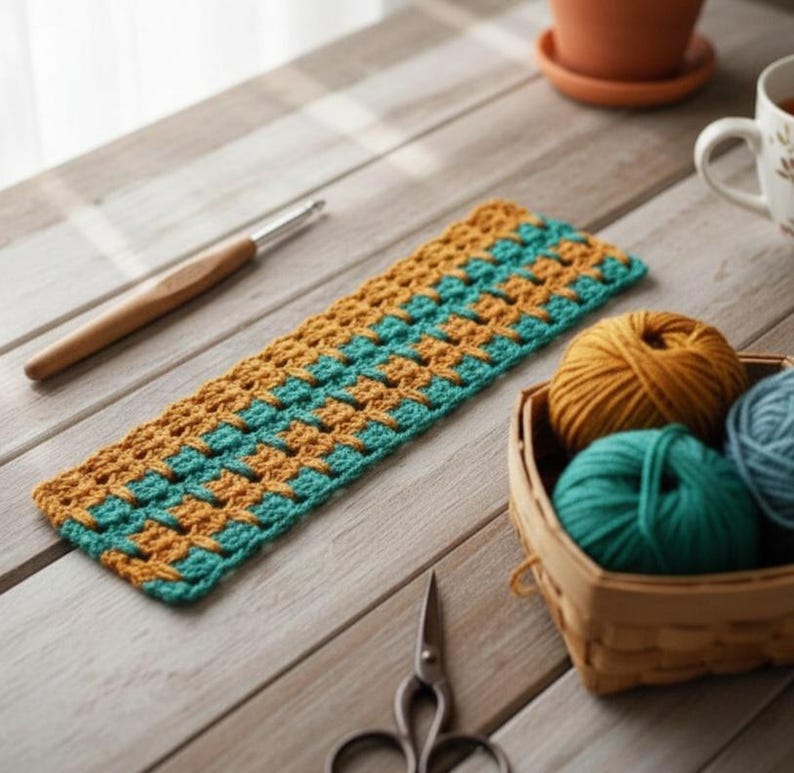 Patrón de crochet cuadrado de abuela con punto de gato, patrón de manta en PDF imagen 7