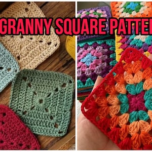 2 Easy Crochet Granny Square Patterns, Beginner Crochet Blanket Building Pattern Crochet Motif PDF Pattern