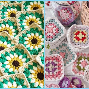 2 Easy Granny Square Crochet Blanket Patterns, Granny Square Crochet Pattern For Beginner, Crochet Afghan Patterns