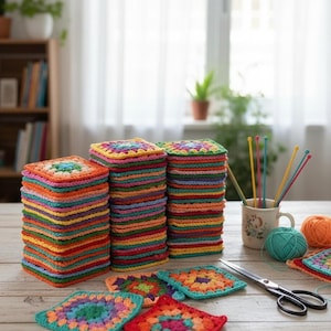 Easy Crochet Granny Square Blanket Pattern, Beginner Crochet Motif image 6