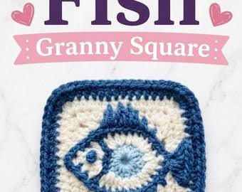 Crochet Fish Granny Square Pattern | Nautical Motif PDF | Coastal Home Decor Blanket Square