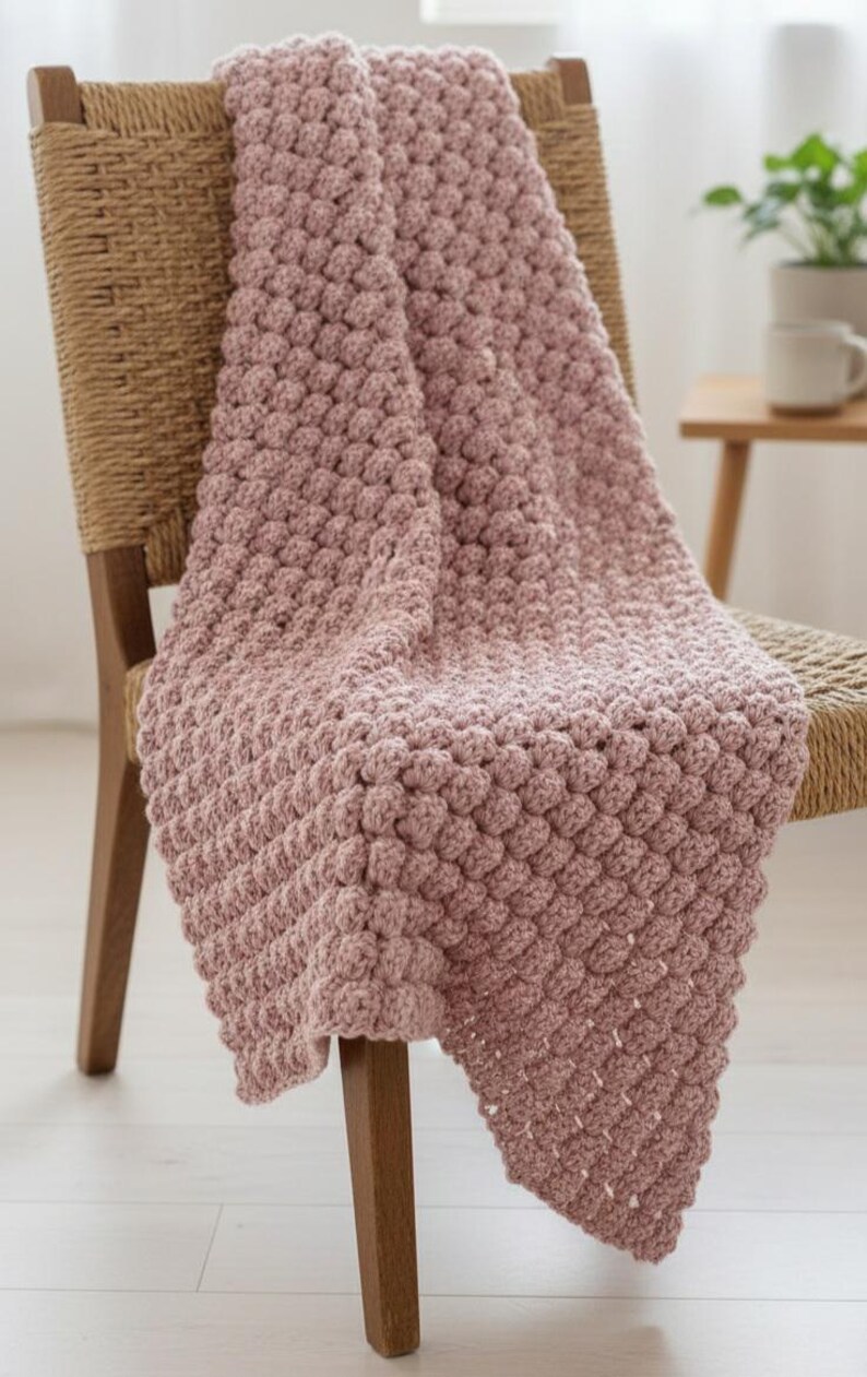 Popcorn Stitch Crochet Pattern Textured Crochet Tutorial Easy PDF