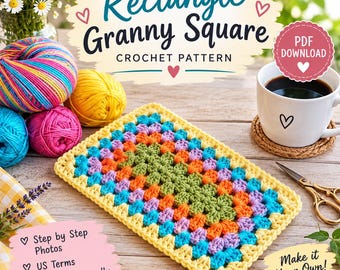Rectangle Granny Square Blanket Crochet Pattern
