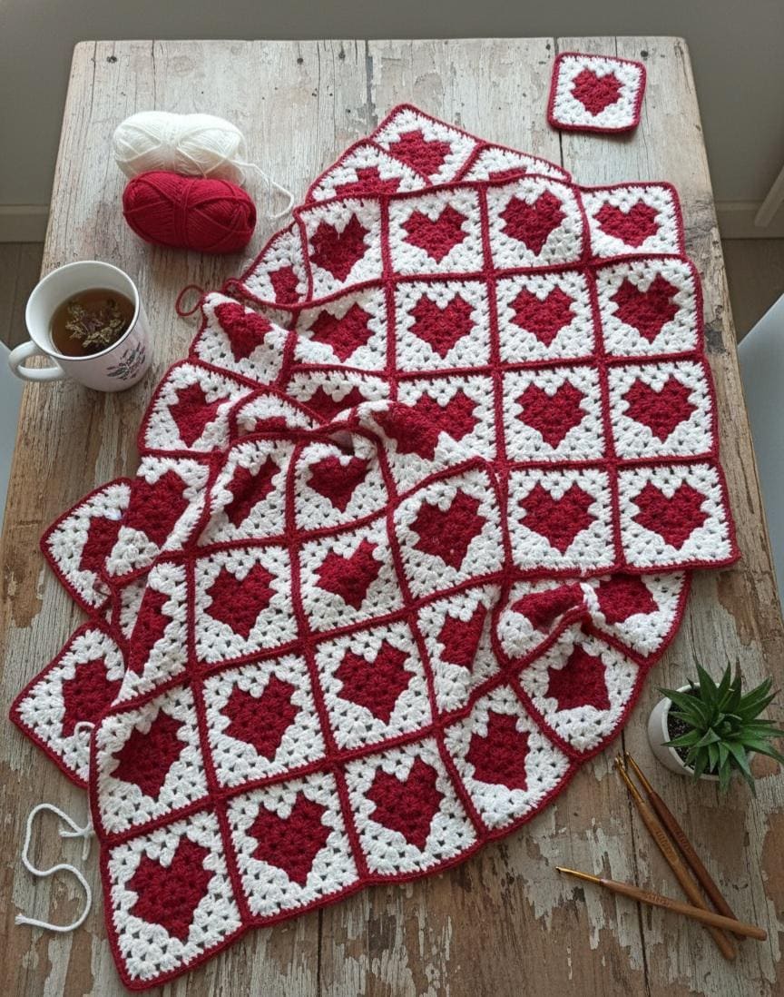 39 Heart Granny Square Crochet Patterns for Blankets, Bags, and Sweet Motifs 30 Heart Granny Square Crochet Pattern Easy Heart Motif