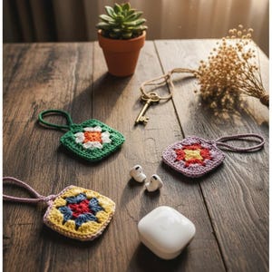 Crochet Granny Square AirPod Case Pattern | Small Pouch PDF | Easy Digital Download image 2