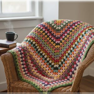 Crochet Granny Triangle Shawl Pattern, Easy Boho Wrap image 5