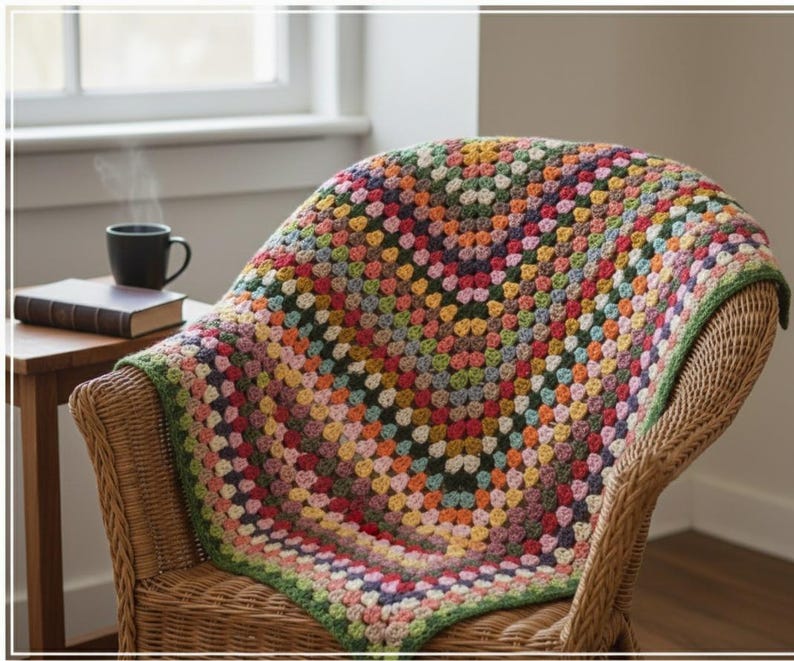 Crochet Granny Triangle Shawl Pattern, Easy Boho Wrap image 5