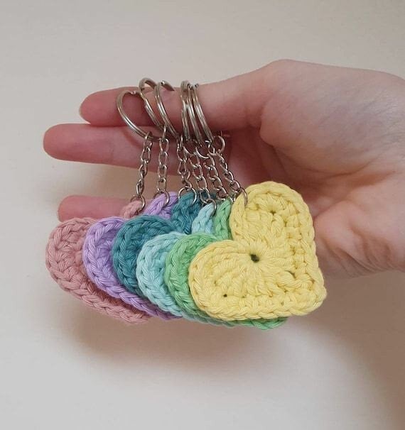 Crochet Heart Keychain Pattern, Crochet keychain pattern for wedding or  other special occasions