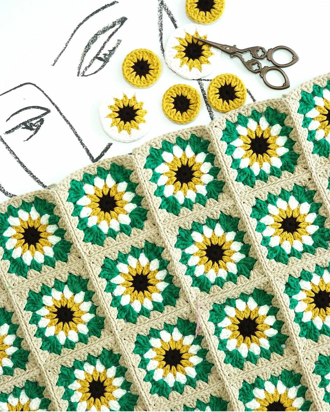 Flower Square Crochet Pattern, Granny Square Blanket Crochet Pattern Etsy