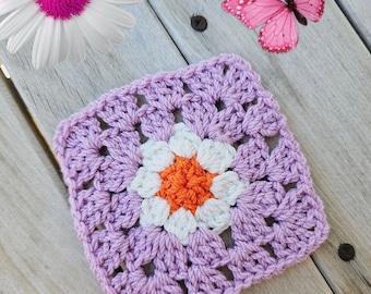 Daisy Crochet Granny Square Pattern, Beginner Blanket Motif