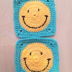 Smiley Face Granny Square Blanket Crochet Pattern, Baby Blanket Crochet Pattern, Digital Download PDF image 5