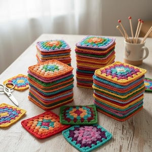 Easy Crochet Granny Square Blanket Pattern, Beginner Crochet Motif image 4