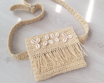 Crochet Belt Bag Pattern, Raffia Fanny Pack Pattern (digital download)