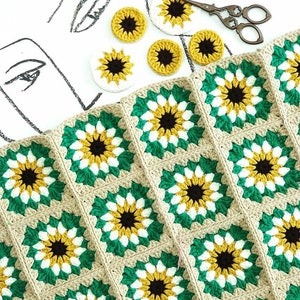 Crochet Daisy Granny Square Blanket Pattern, Easy Crochet Daisy Blanket for Baby, Beginner Crochet Flower Blanket, Square Afghan Blanket
