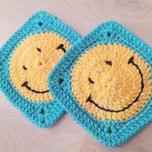 Smiley Face Granny Square Blanket Crochet Pattern, Baby Blanket Crochet Pattern, Digital Download PDF image 6