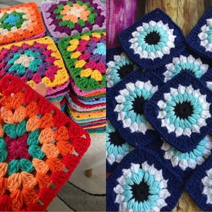 Two Easy granny square crochet pattern for beginners, Evil eye granny square crochet patterns, Beginner crochet blanket pattern, PDF Crochet