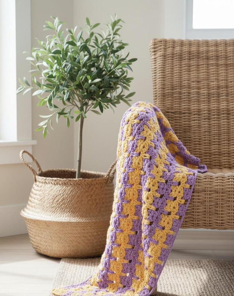 Patrón de crochet cuadrado de abuela con punto de gato, patrón de manta en PDF imagen 5