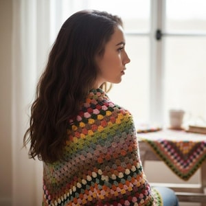 Crochet Granny Triangle Shawl Pattern, Easy Boho Wrap image 2