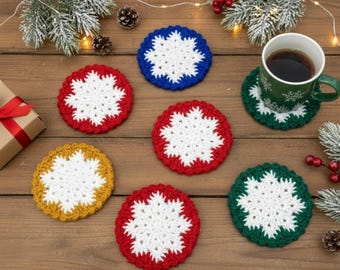 Snowflake Crochet Coaster Pattern | Christmas Table Decor | Holiday Coaster Crochet | Instant Download