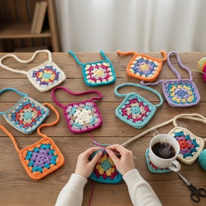 Granny Square Crochet Bag Pattern, Kids Mini Crossbody
