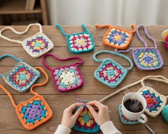 Granny Square Crochet Bag Pattern, Kids Mini Crossbody