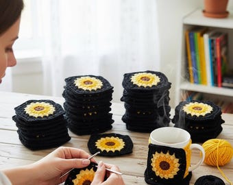 Sunflower Granny Square Crochet Pattern