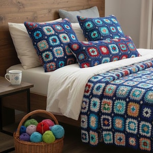 Easy Crochet Granny Square Blanket Pattern, Beginner Crochet Motif image 3