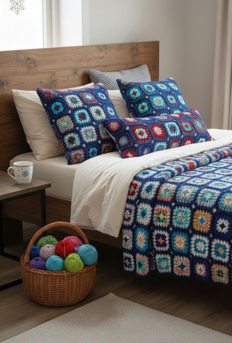Easy Crochet Granny Square Blanket Pattern, Beginner Crochet Motif image 3