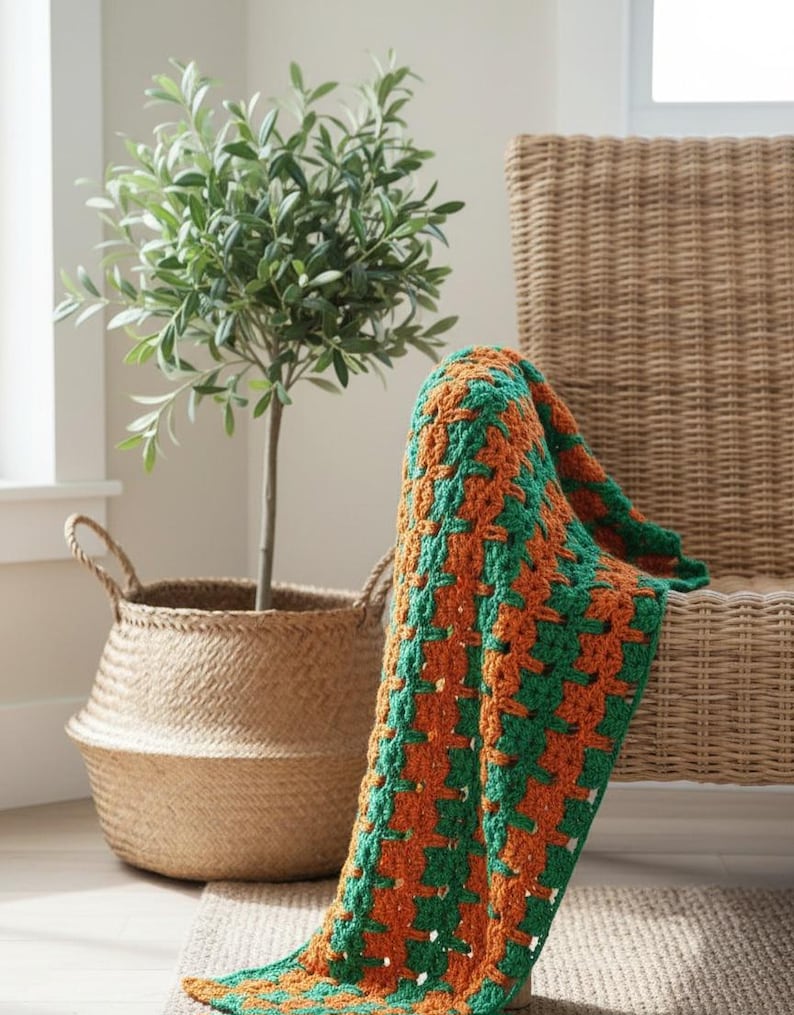 Patrón de crochet cuadrado de abuela con punto de gato, patrón de manta en PDF imagen 6