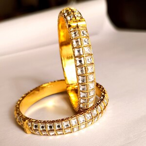 Handmade Kundan Jadau Bangle: Gold Finish Wedding Kada