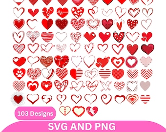 103 Valentine's Day Red heart svg | Red heart png | Heart Svg Bundle | Heart shape svg | Heart vector | Heart svg