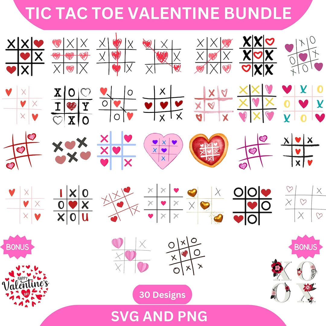 30 Tic Tac Toe Valentine SVG | Tic Tac Toe SVG | Valentine's Day Svg ...