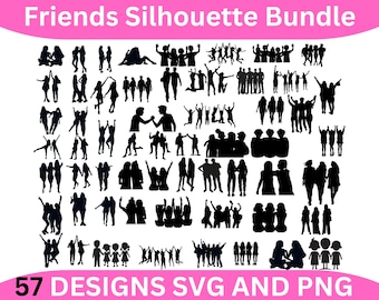 57 Friends Silhouette Svg Bundle | Best Friends Clipart | Besties Svg | Friendship Svg | Friendship Png | Best Friends Svg | Friendship Png